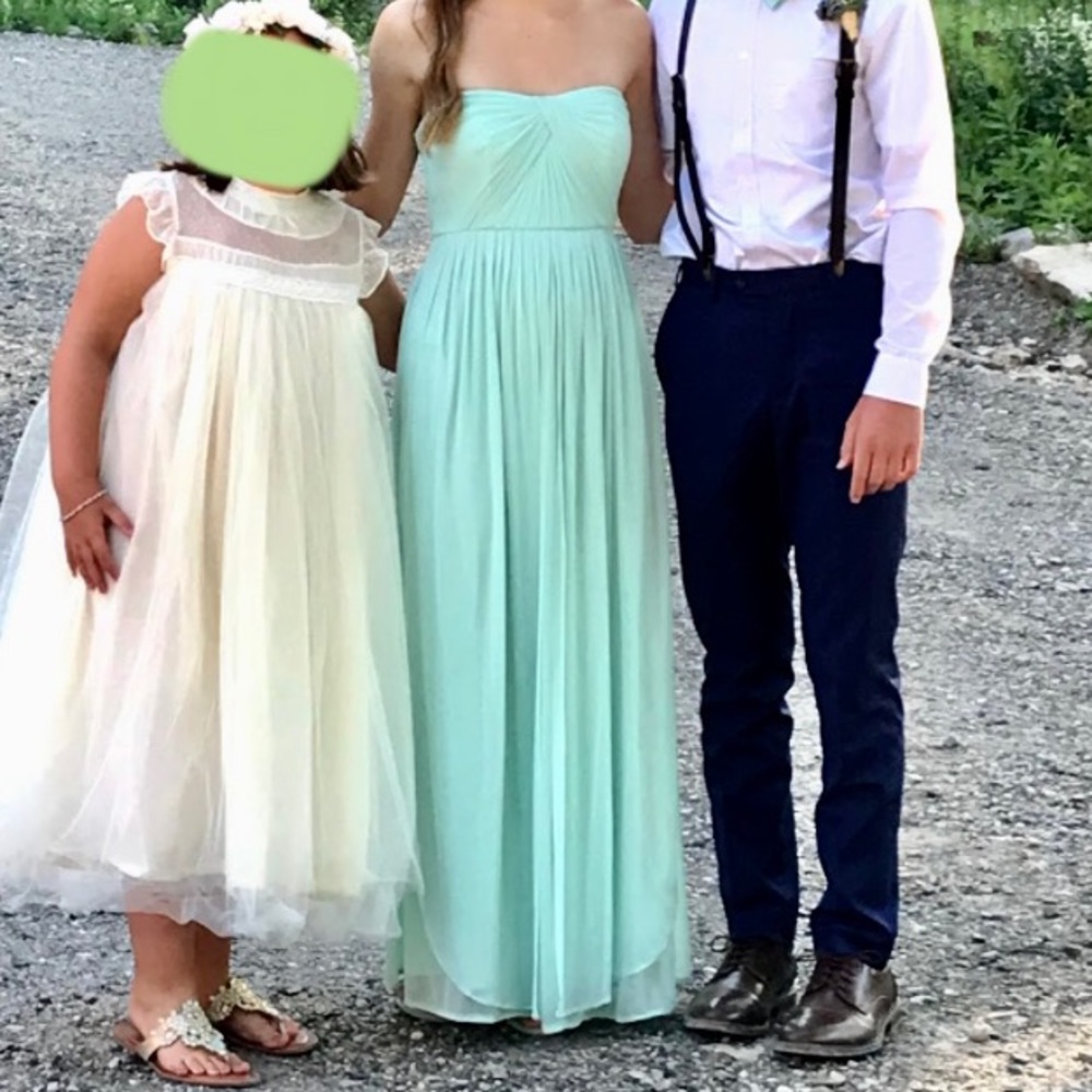 Mint Green strapless David’s Bridal Bridesmaid